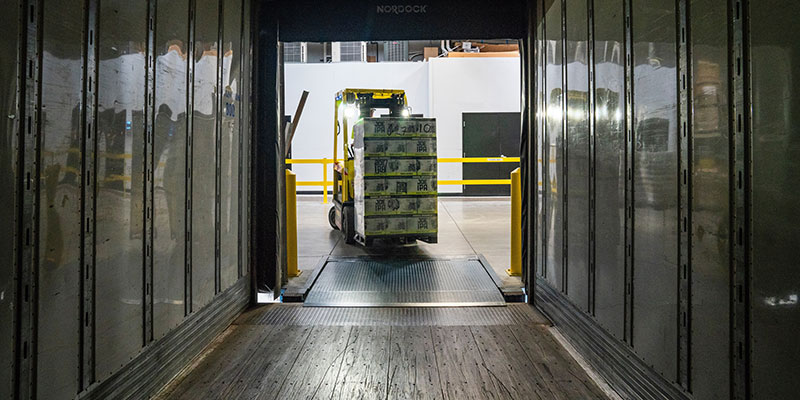 Loading crates onto a truck
