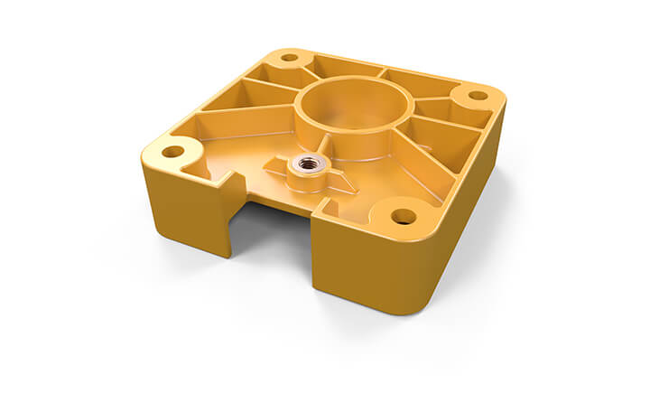yellow molded part with inserts