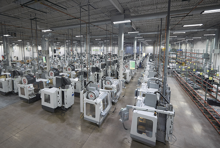 CNC milling machines in factory