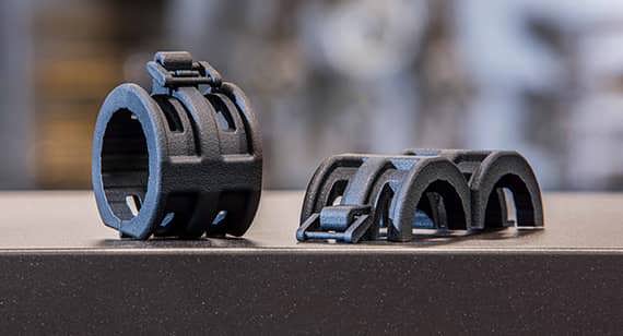 black multi jet fusion 3D printed parts