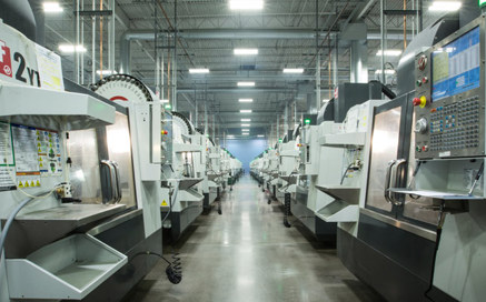 Row of CNC mills