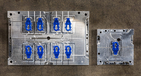 silicone rubber housed in injection mould blocks