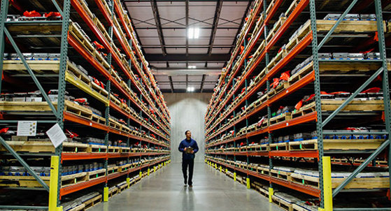 low-volume injection molding warehouse storing multiple mould blocks