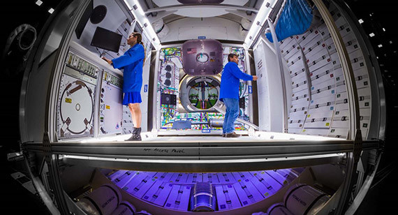 Visual depiction of an earthbound model of the NASA living quarters called the Habitat Ground Test Article currently being developed in Florida.