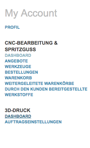 Navigation im Protolabs-Angebotssystem