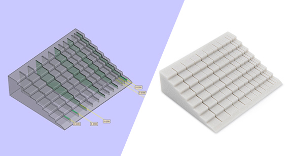 Channel gaps are important to consider when designing for 3D-printed nylon parts.
