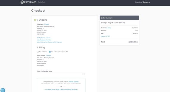 2.0 CNC Order and Checkout