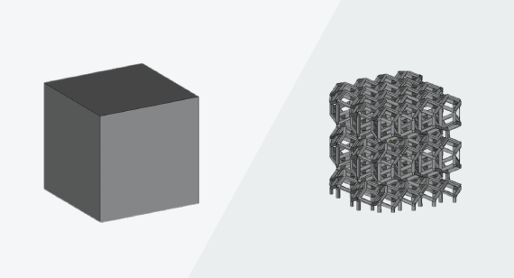 two 3d cad models of a cube