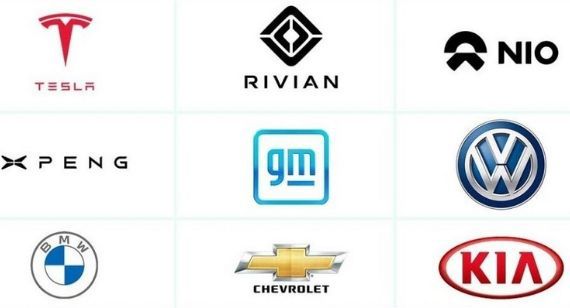 EV car companies and logos