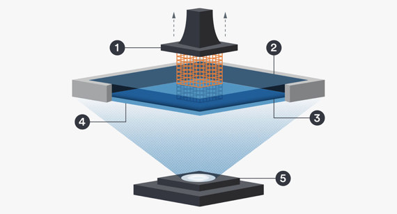 diagramme du processus d'impression 3d du carbone dls