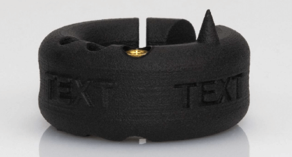black nylon sls part with text