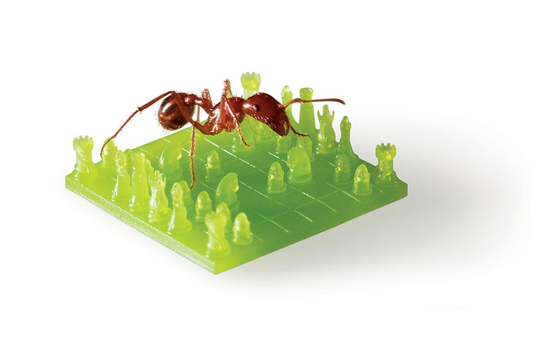 Impression en stéréolithographie d'un échiquier en microFine Green