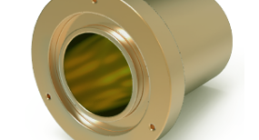 A cylindrical brass component turned on a lathe