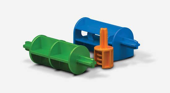 different colour jigs for manufacturing equipment