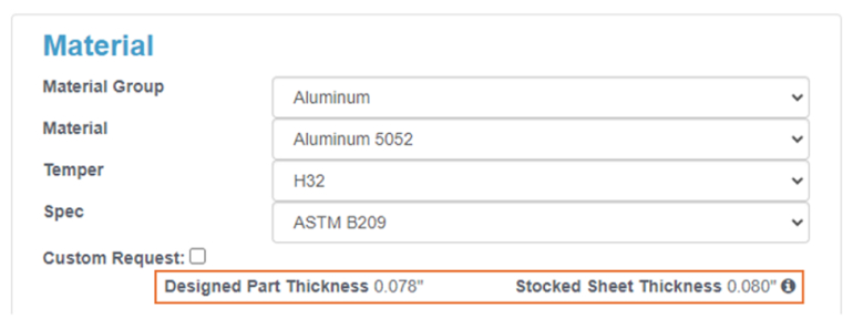 DFM alert for Material Thickness