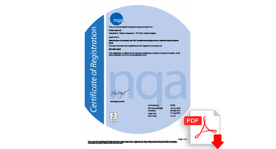 ISO 9001:2015 Manufacture of Moulded and CNC Machined Prototypes, and On-Demand Manufactured Parts