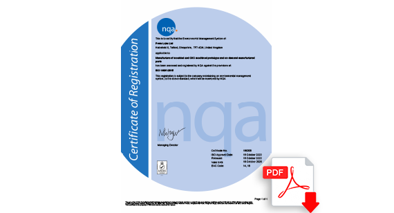 ISO 14001-2015 Manufacture of Moulded and CNC Machined Prototypes and on Demand Manufacturing