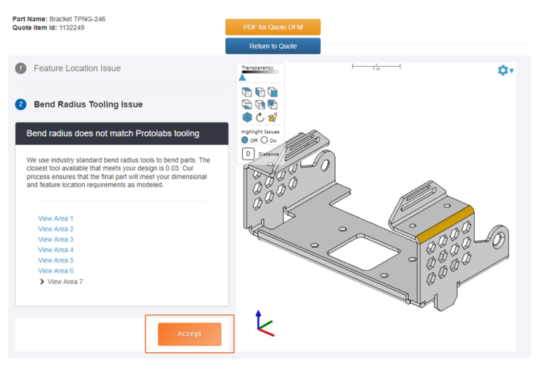 Bend Radius DFM advisory