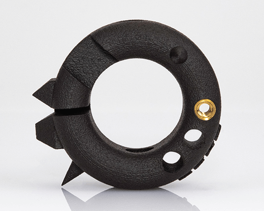 black mjf 3d printing part with threaded insert