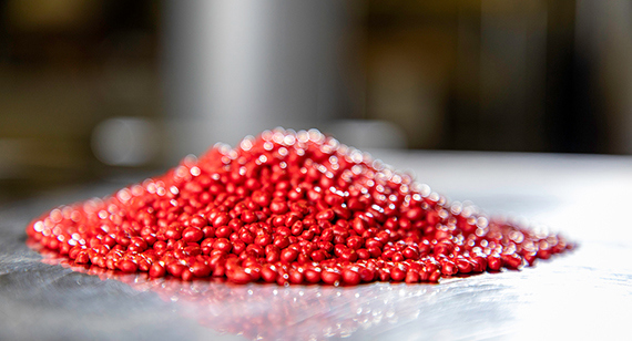 Red PET materials in pile