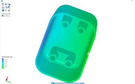 Example mold flow analysis for injection molded part