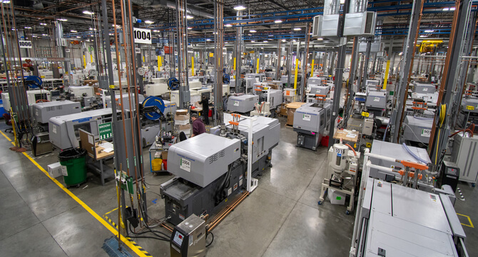 production scale injection molding facility