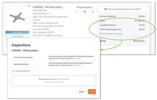 Example of how to locate the inspections feature.