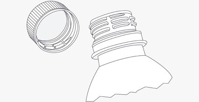 plastic molded threads on soda caps and bottles