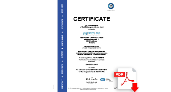 ISO 9001:2015 Production and Distribution Prototypes and Small Batches Through Additive Production Processes