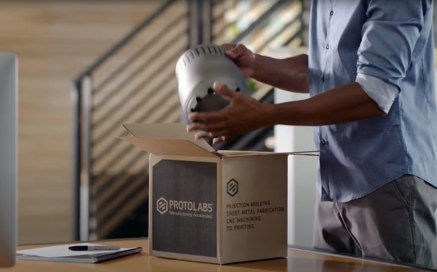 aerospace part being taken out of delivery box