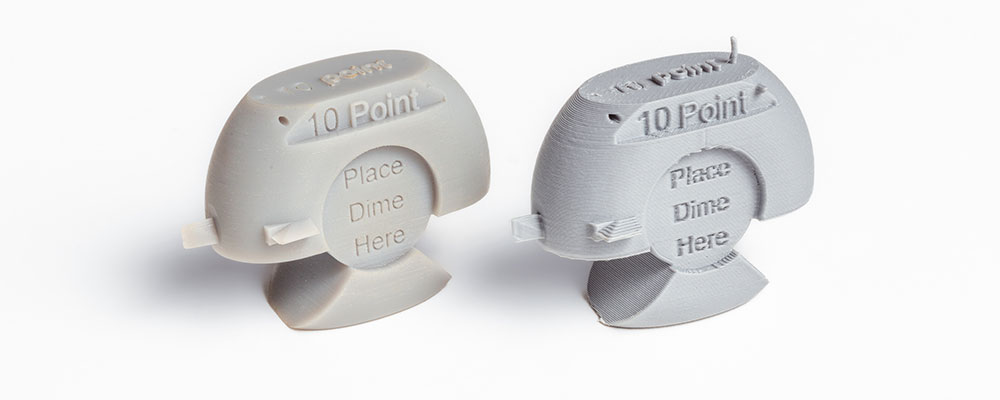 Gray SLA and FDM parts